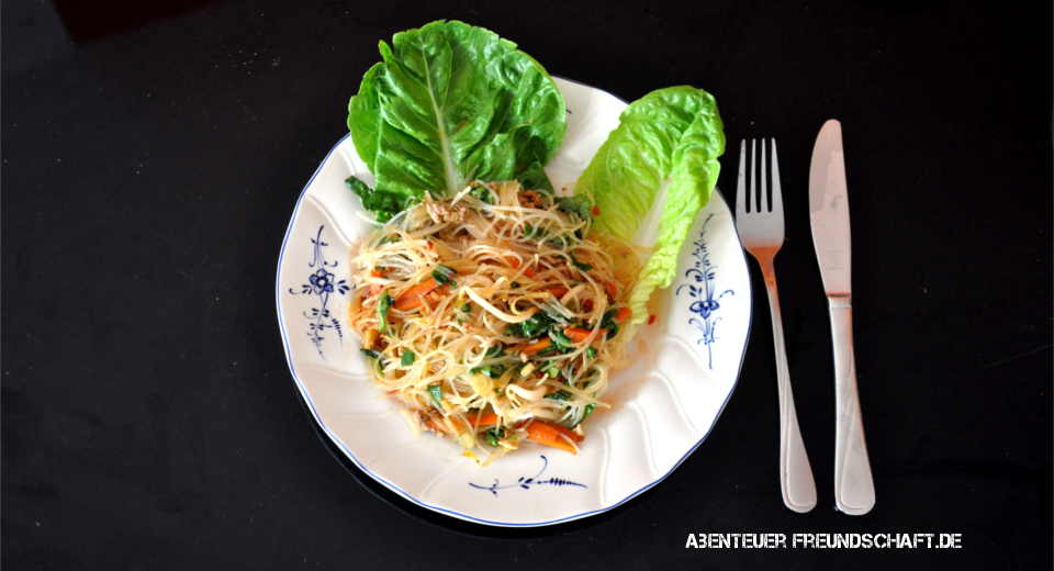Asian Glass Noodle Salad at our Korean cooking challenge