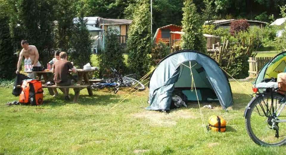 Camping on a long cycling with friends