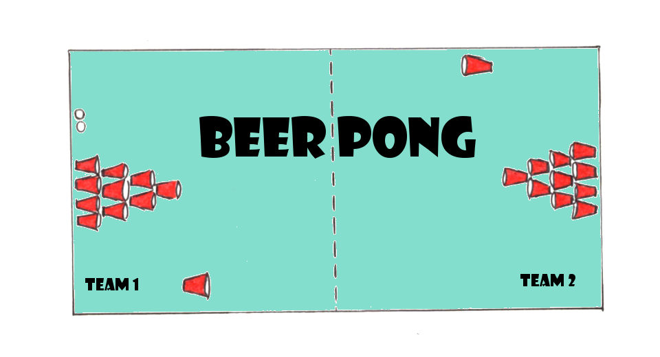Spielfeld für das Party Trinkspiel Beer Pong