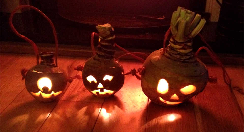 Turnip-haunting lanterns have been carved by children in Germany as a traditional Halloween custom