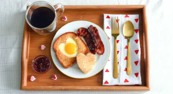 Classic romantic breakfast in bed 