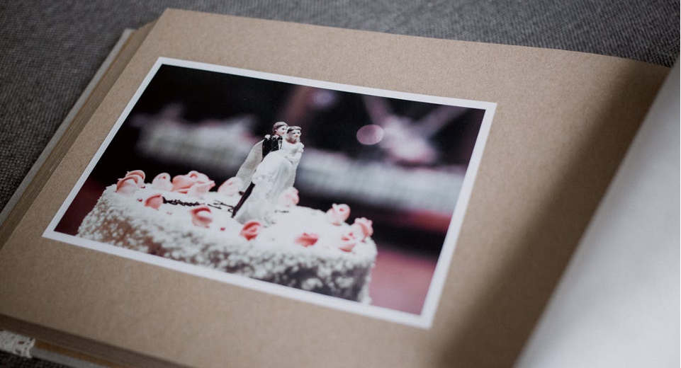 Polaroid wedding guest book with nostalgic snapshots