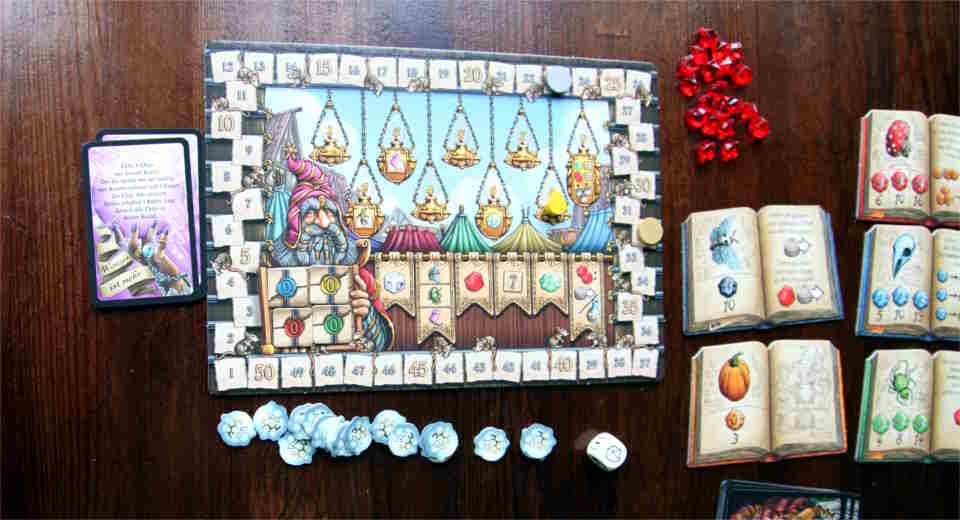 The Quacks of Queddlinburg board game works with a game board and victory points