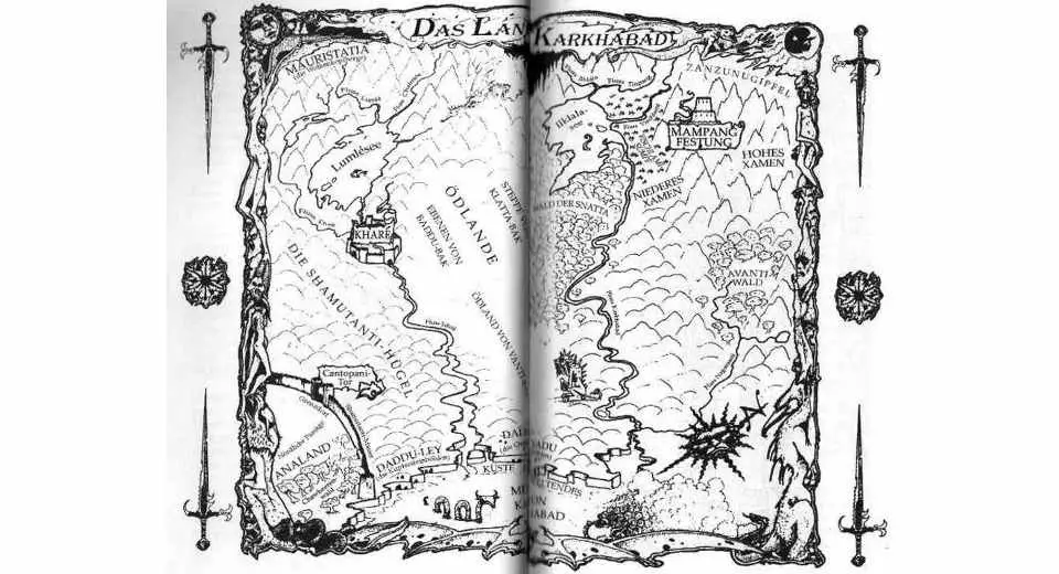 Landkarte aus Sorcery - Die Shamutanti-Hügel