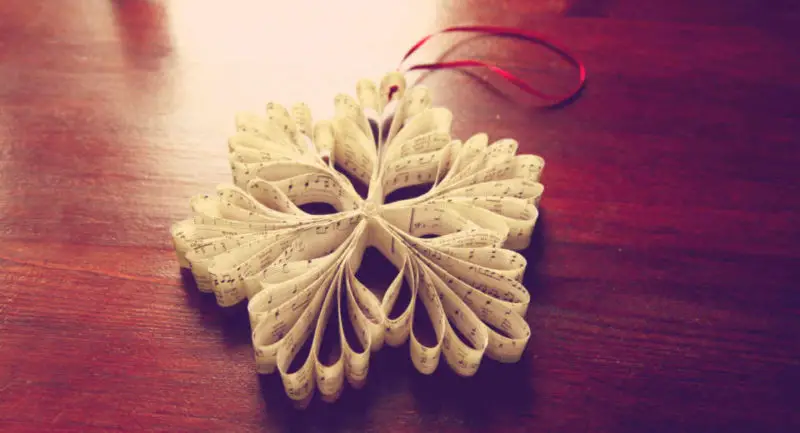 A great tutorial on how to make snowflakes from strips of music paper 