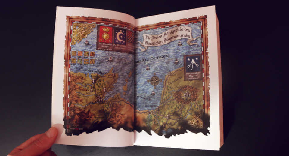 Landkarte von Magnamund beim Spielbuch Einsamer Wolf