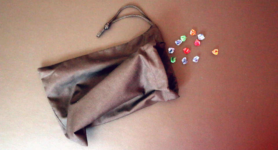 Black cloth bag with gems