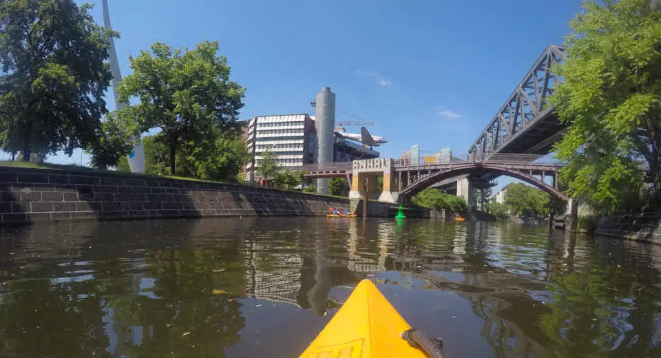 Canoe tour through West Berlin - views of the Museum of Technology