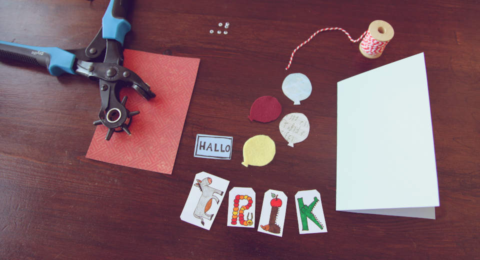 All the materials you need to make a birth greeting card