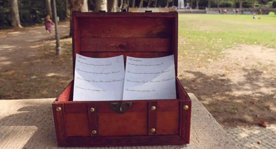Wedding time capsule with questionnaires
