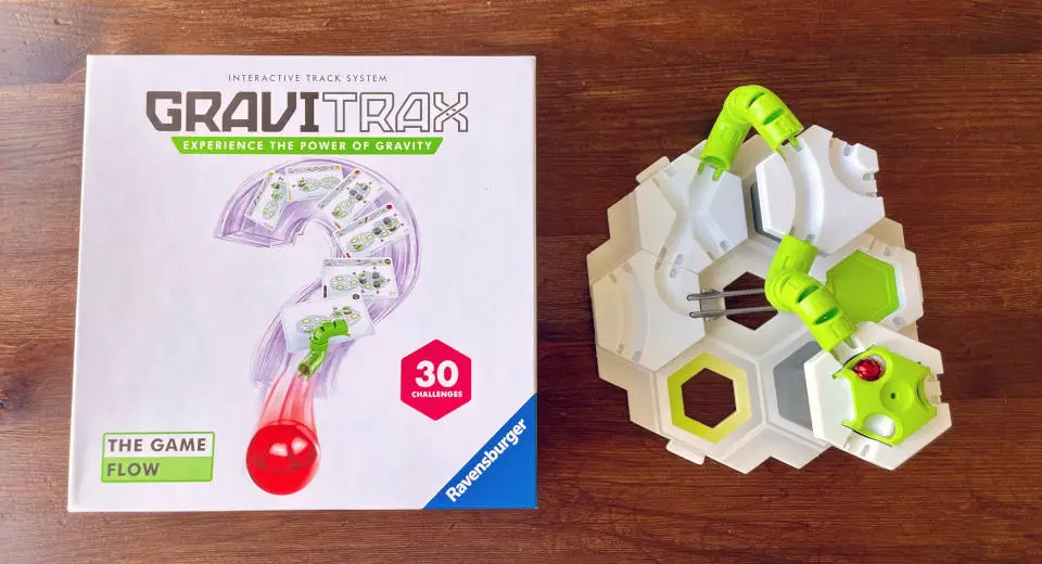 "GraviTrax The Game Flow includes 30 challenges to overcome heights with the versatile Flextubes"