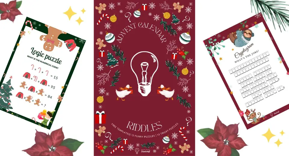 Free advent calendar puzzles for adults in different levels of difficulty