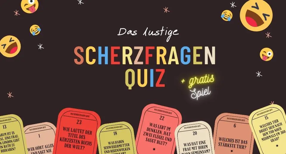 tenloses Scherzfragen Quizspiel mit 27 Fragen für Kinder und Erwachsene