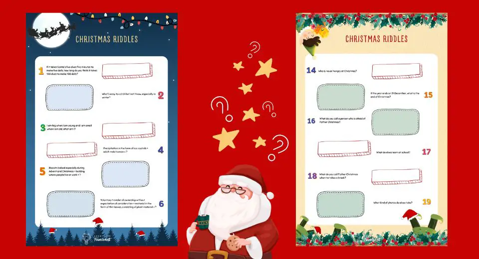 The Christmas game consists of 4 puzzle cards with 24 Christmas riddles for adults