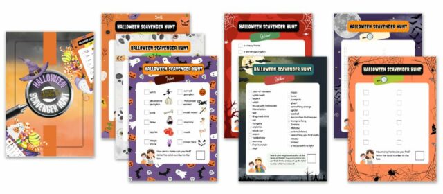 Halloween scavenger hunt printable with 5 ready to play scavenger hunts
