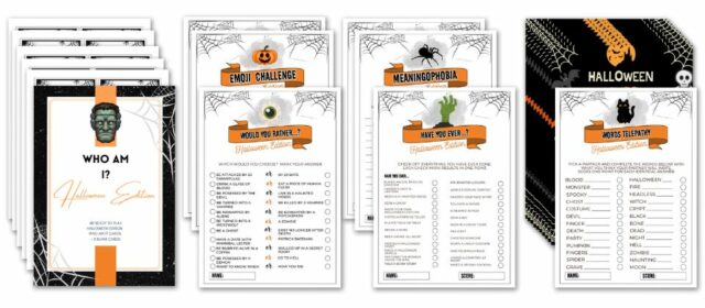 Halloween game printable with 7 games